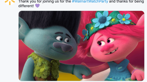Walmart 'Trolls World Tour' Watch Party Twitter Update